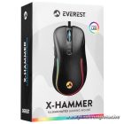 Everest Gamer Egér - SM-G58 X-HAMMER  (7200 DPI, 7gomb, 1,5m harisnyázott kábel,optikai, fekete, RGB LED)