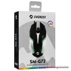 Everest Egér - SM-G72  (1200 DPI, 4gomb, 1,5m kábel, optikai, fekete, RGB LED)