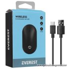 Everest Vezeték nélküli Egér - SMW-399 Black Rechargeable Super Quiet (1600 DPI, 3 gomb, optikai, fekete)