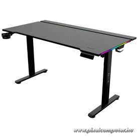   The G-Lab Gamer Asztal - K DESK PLATINIUM (140x75cm, fém, pohár, fejhallgatótartó, fekete, motoros magasság áll., RGB)