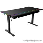 The G-Lab Gamer Asztal - K DESK PLATINIUM (140x75cm, fém, pohár, fejhallgatótartó, fekete, motoros magasság áll., RGB)