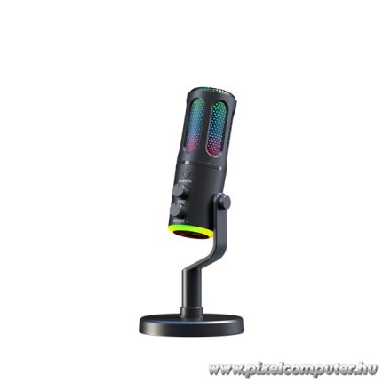 The G-Lab Mikrofon - K-MIC-NEON (3.5mm Jack csatlakozó, RGB, DUAL-CHANNEL CARDIOID, ENC, fekete)