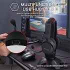 The G-Lab Fejhallgató állvány - K STAND RADON (fekete, 2xUSB3.0, műanyag)