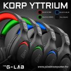 The G-Lab Fejhallgató - KORP  YTTRIUM (mikrofon, 3,5 Jack, hangerőszabályzó, nagy-párnás, RGB, fekete)