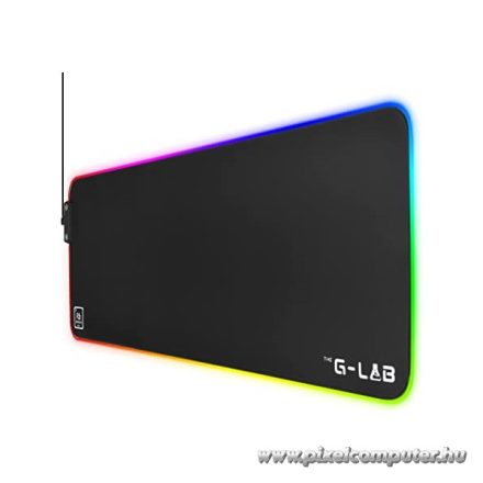 The G-Lab Egérpad - PA RUBIDIUM (800x300x3mm; fekete, extra USB, vízálló, RGB LED)