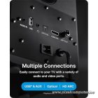 Majority Hangszóró 2.0 - D50X Fekete (60W, Bluetooth 5.3, USB, AUX, HDMI ARC, RCA, USB, Optikai, Távírányító)