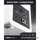 Majority Hangszóró 2.0 - D100X Fehér (100W, Bluetooth 5.3, USB, AUX, HDMI ARC, RCA, USB, Optikai, Távírányító)