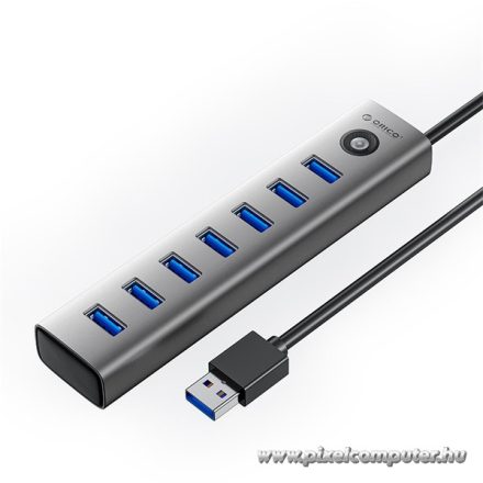 Orico USB3.0 Hub - CL7U-U3-10-GY (7 port, Bemenet: USB-A, Kimenet: 7xUSB-A, ezüst)