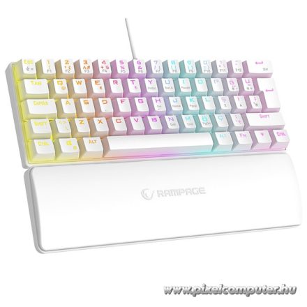 Rampage Billentyűzet - PLOWER K60 White US (Vezetékes, Mechanikus, Blue switch, angol, fehér, RGB LED)