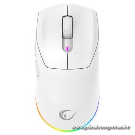   Rampage Vezeték Nélküli Egér - PROTE M5 PRO (Pixart PAW3395, Huano 80M, 2600DPI, 500mAh, 6 gomb, RGB, Type-C, fehér)