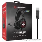 Rampage Fejhallgató - RM-K29 THUNDER (mikrofon, 3,5 mm Jack, hangerőszabályzó, nagy-párnás, fekete, RGB LED)