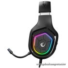 Rampage Fejhallgató - RM-K90 VECTOR (mikrofon, USB, 3,5 Jack, hangerőszabályzó, nagy-párnás, fekete)