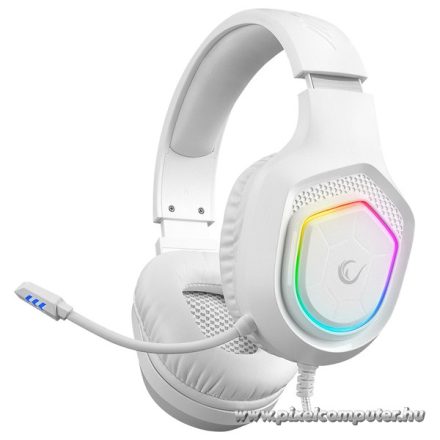 Rampage Fejhallgató - RM-K90 VECTOR (mikrofon, USB, 3,5 Jack, hangerőszabályzó, nagy-párnás, fehér)