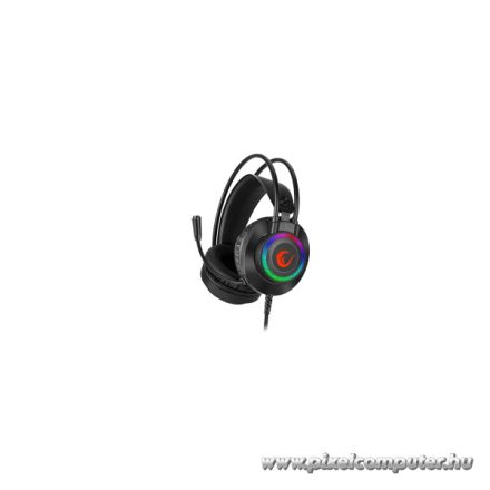 Rampage Fejhallgató - RM-K27 X-JAMMER (mikrofon, 3,5 mm Jack, hangerőszabályzó, nagy-párnás, fekete, RGB LED)