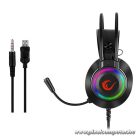 Rampage Fejhallgató - RM-K27 X-JAMMER (mikrofon, 3,5 mm Jack, hangerőszabályzó, nagy-párnás, fekete, RGB LED)