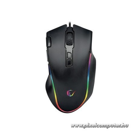 Rampage Egér Gamer - SMX-G72 GREEDY RGB (4800DPI, 8 gomb, makro, RGB LED, 1,7M kábel, fekete)