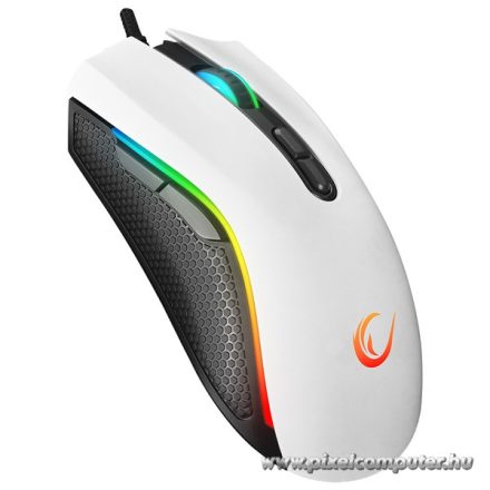 Rampage Egér Gamer - SMX-R44 V2 Macro (12800 DPI, 7 gomb, makro, RGB LED, 1,8m fonott kábel, fehér)