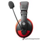 Snopy Fejhallgató - SN-4488 (mikrofon, 3.5mm jack, hangerőszabályzó, nagy-párnás, 2.1m kábel, fekete-piros)