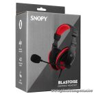 Snopy Fejhallgató - SN-4488 (mikrofon, 3.5mm jack, hangerőszabályzó, nagy-párnás, 2.1m kábel, fekete-piros)