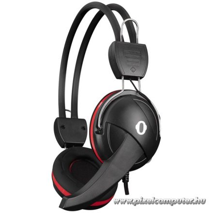 Snopy Fejhallgató - SN-88A (mikrofon, 3.5mm jack, hangerőszabályzó, nagy-párnás, 1.8m kábel, fekete-piros)