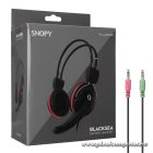 Snopy Fejhallgató - SN-88A (mikrofon, 3.5mm jack, hangerőszabályzó, nagy-párnás, 1.8m kábel, fekete-piros)