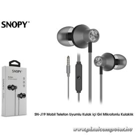   Snopy Fülhallgató - SN-J19 Gray (mikrofon, 3.5mm TRRS jack, 1.2m kábel, szürke)