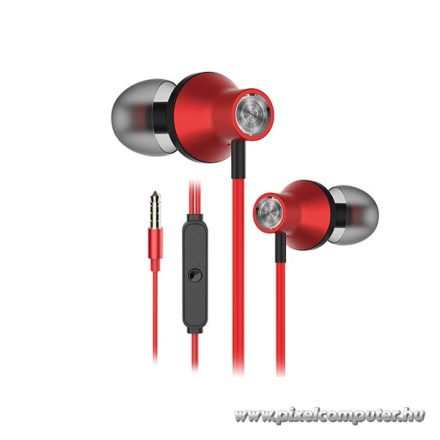 Snopy Fülhallgató - SN-J19 Red (mikrofon, 3.5mm TRRS jack, 1.2m kábel, piros)