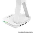 Rampage Fejhallgató állvány - TOWER T14 (fehér, műanyag, USB HUB, RGB)