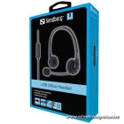Sandberg Fejhallgató - USB Office Headset (USB; mikrofon; hangerő szabályzó; 2m kábel; fekete)