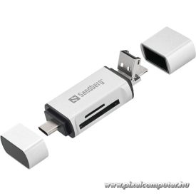   Sandberg Kártyaolvasó - Multi Card Reader (fehér-fekete; USB/USB-C/MicroUSB; SD;SDHC)