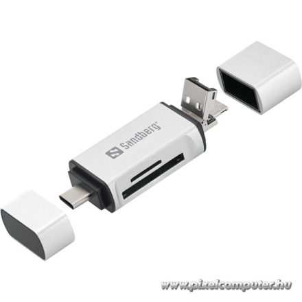 Sandberg Kártyaolvasó - Multi Card Reader (fehér-fekete; USB/USB-C/MicroUSB; SD;SDHC)