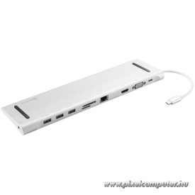   Sandberg Notebook Dokkoló - USB-C 10-in-1 Docking Station (USB-C, HDMI/VGA, 3x USB3.0, 1x RJ-45, Audio, kártyaolvasó)
