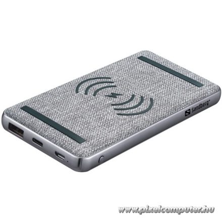 Sandberg Akkubank - Powerbank 10000 PD20W+Wireless (Csatlakozók: MicroUSB/USB-C/USB-A, vezeték nélküli telefontöltés)