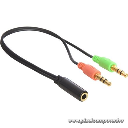 Sandberg Kábel Átalakító - Headset converter Mobile > PC (3,5mm jack audio+mikrofon apa -> 3,5mm TRRS jack anya; fekete)