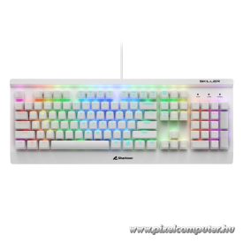   Sharkoon Billentyűzet Mechanikus - Skiller SGK3 White/Blue (Kailh Blue mechanika; Világítás; fehér; angol)