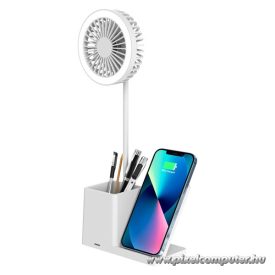   S-Link Asztali Ventilátor - SL-M9055 (Wireless charge 10W, fehér)