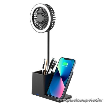 S-Link Asztali Ventilátor - SL-M9055 (Wireless charge 10W, fekete)