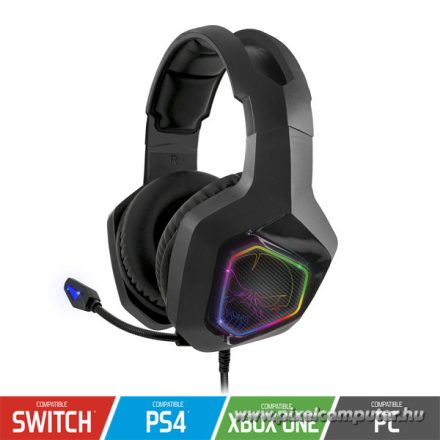 Spirit of Gamer Fejhallgató - ELITE H50 Black (MultiPlatform, RGB, 3.5mm Jack, mikrofon, hangerőszabályzó, nagy-párnás)