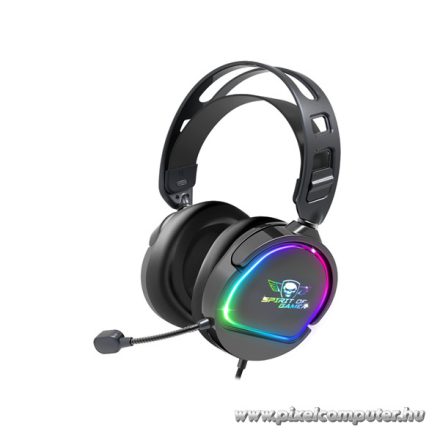 Spirit of Gamer Fejhallgató - PRO-H6 RGB Black (MultiPlatform, mikrofon, 3.5mm jack, hangerőszabályzó, 2m kábel, fekete)