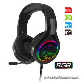   Spirit of Gamer Fejhallgató - PRO-H8 RGB Dark (MultiPlatform, mikrofon, 3.5mm jack, hangerőszabályzó, 2m kábel, fekete)