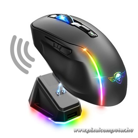Spirit of Gamer Egér Vezeték nélküli  - ELITE-M50 Black (Optikai, 8000DPI, 1000Hz, 6 programozható gomb, RGB, fekete)