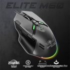 Spirit of Gamer Egér - ELITE-M60 Black (Optikai, 20000 DPI, 1000Hz, 9 programozható gomb, RGB, vezetékes, fekete)
