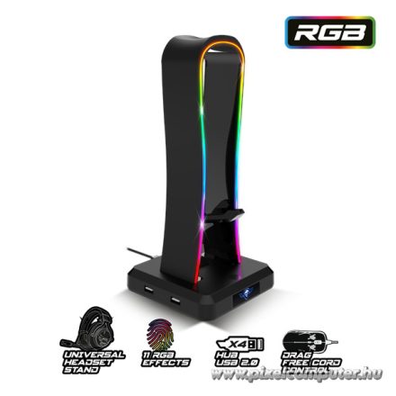 Spirit of Gamer Fejhallgató állvány - SENTINEL (4xUSB2.0, kábelvezetés, csúszásmentes talp, 11 RGB preset)
