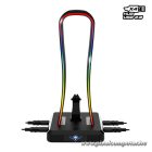 Spirit of Gamer Fejhallgató állvány - SENTINEL (4xUSB2.0, kábelvezetés, csúszásmentes talp, 11 RGB preset)