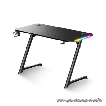 Spirit of Gamer Gamer Asztal - Headquarter 250 (Fa lap, fém lábak, fekete, kék RGB háttérvilágítás, 120 x 60 x 75 cm)