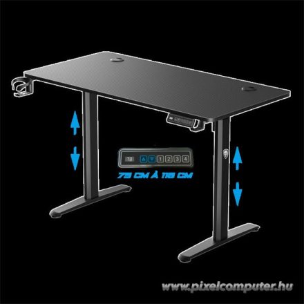 Spirit of Gamer Gamer Asztal - Headquarter 700 (MDF lap, fém lábak, állítható magasság(motoros), 120 x 60 x 1,8 cm)