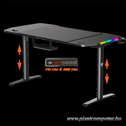 Spirit of Gamer Gamer Asztal - Headquarter 900 (MDF lap, fém lábak, állítható magasság(motoros), 140 x 70 x 1,8 cm)