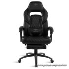 Spirit of Gamer szék - MUSTANG Black (állítható dőlés/magasság; kihajtható lábtartó; max.120kg-ig, fekete)