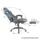 Spirit of Gamer szék - MUSTANG Blue (állítható dőlés/magasság; kihajtható lábtartó; max.120kg-ig, kék)