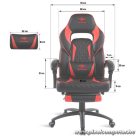 Spirit of Gamer szék - MUSTANG Red (állítható dőlés/magasság; kihajtható lábtartó; max.120kg-ig, piros)